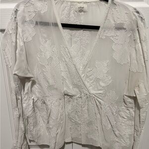 Wilfred Cream Floral Appliqué Wrap Top